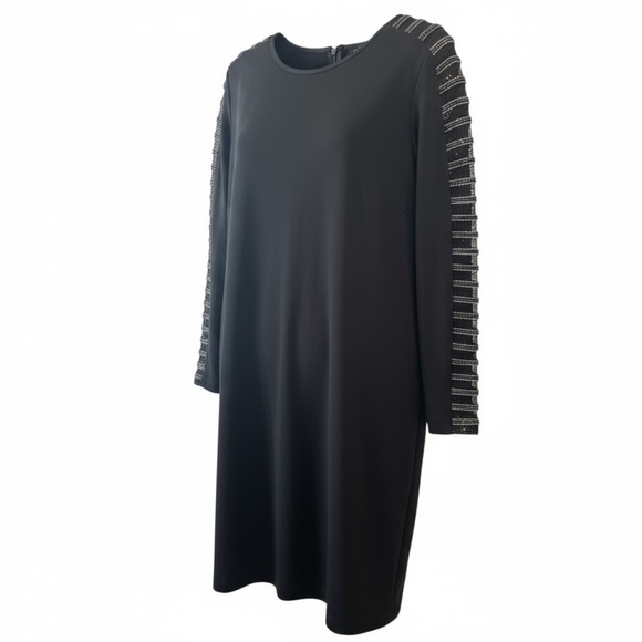 Eloquii Dresses & Skirts - Eloquii Plus Size Black Dress With Lace and Faux Leather Sleeve Embellishment